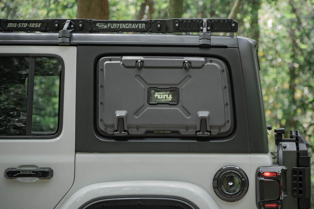 FURY Gravity Series Rear Side Window Storage Tool Box Table for Jeep